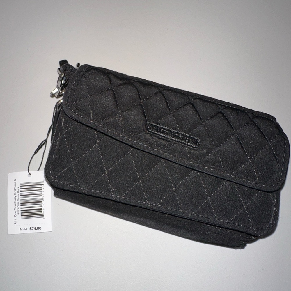 Vera Bradley Quilted Black Wristlet/Crossbody Purse